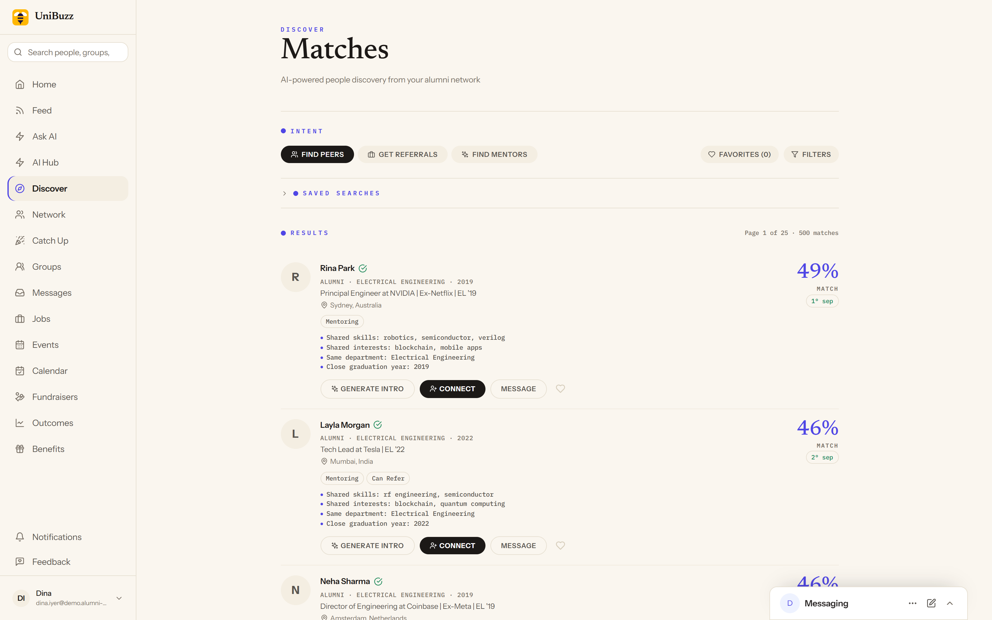 AI-matched mentors and referrers